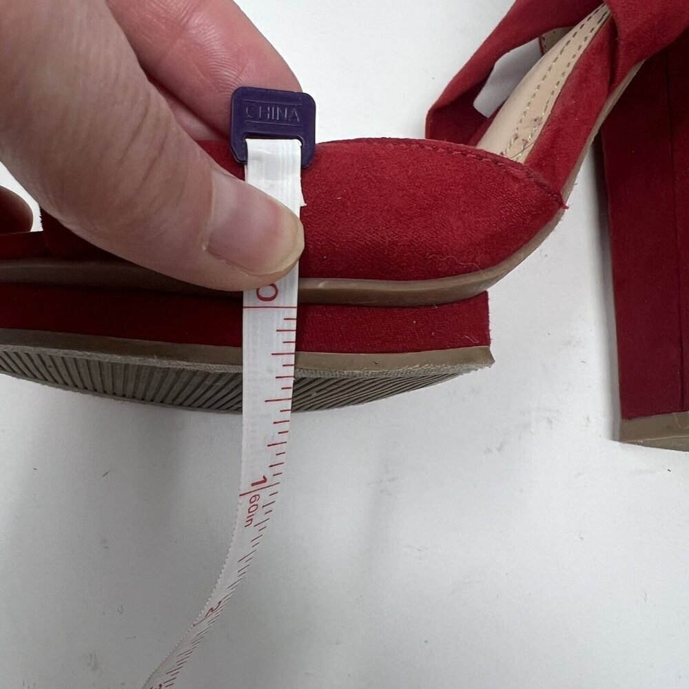 Lulus Size 5.5 Dorian Red Suede Lace-Up Balletcore Valentine’s Day - Picture 8 of 10